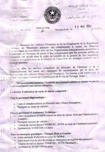 MAURITANIE: Allégement des formalités d’obtention de carte de séjour