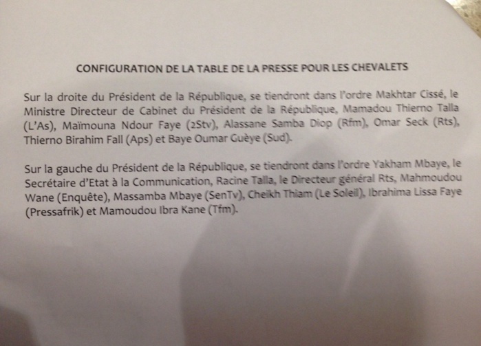 Macky rencontre la presse triée sur le volet au terrou-Bi: La liste (En exclusivité)