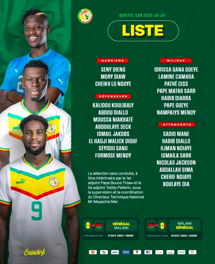 Éliminatoires CAN 2025 : 26 « Lions » sélectionnés, avec Cheikh Lo Ndoye du Jaraaf, Boulaye Dia de retour