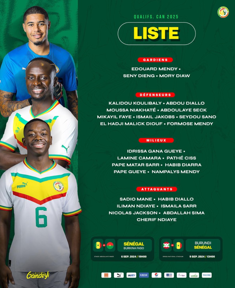 Équipe du Sénégal : Aliou Cissé appelle 26 joueurs avec El Hadji Malick Diouf, Sadio Mané de retour, Boulaye Dia zappé